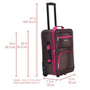 ROCKLAND UPRIGHT LUGGAGE SET 2PC UPRIGHT 20" X 13" X 7.5" F102 - PINK LEOPARD - Brand New