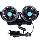 ZONETECH CAR COOLING AIR FAN 12V- DUAL HEAD - BLACK 1 PACK - Like New