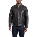 158AU855 TOMMY HILFIGER MEN'S CLASSIC FAUX LEATHER JACKET, MEDIUM - DARK BROWN - Like New