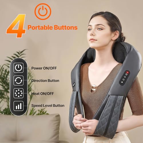 ELOMOL Neck Shoulder Massager with Heat CORDLESS BACK AND NECK MASSAGE - BLACK - Like New