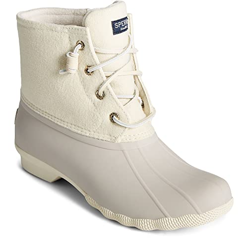 SPERRY WOMEN SALTWATER RAIN BOOT IVORY SIZE 7.5 - Like New