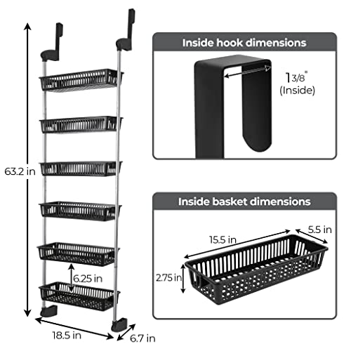 SMART DESIGN OVER-THE-DOOR ORGANIZER FOR STORAGE - BLACK - Brand New