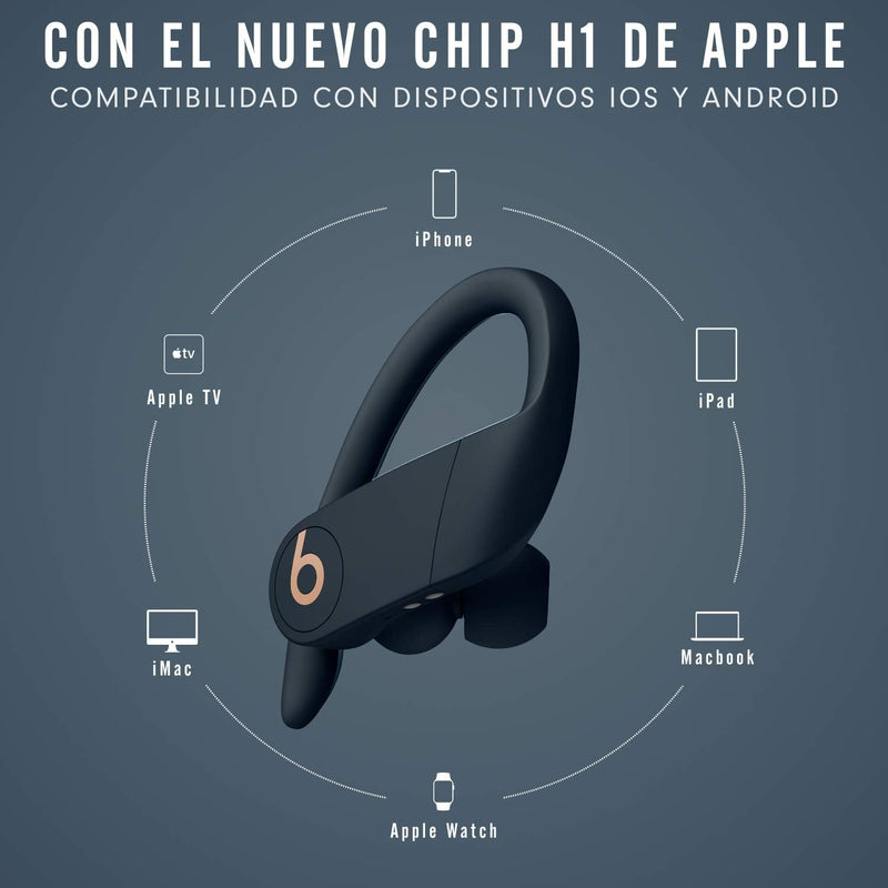 BEATS MV702 POWERBEATS PRO WIRELESS HEADPHONES - NAVY - Like New