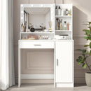 VANITY DESK SQUARE MIRROR LAMP WOODEN STORAGE MAKEUP VANITY - WHITE - Like New