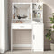 VANITY DESK SQUARE MIRROR LAMP WOODEN STORAGE MAKEUP VANITY - WHITE - Like New