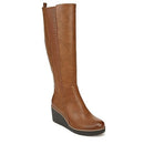 Naturalizer SOUL Womens Adrian Wedge Tall Boot Toffee Brown Smooth 9 W - Like New