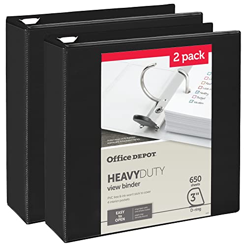 OFFICE DEPOT HEAVY-DUTY 3" D-RINGS NON-STICKED 2 PK - OD03146 - - Scratch & Dent