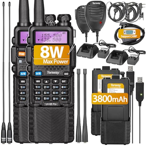 TENWAY UV-5R PRO HAM RADIO 8W DUAL BAND TWO WAY RADIO HANDHELD SPEAKER MIC - Like New