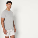 ESSENTIALS MEN'S SLIM FIT BREATHABLE COTTON CREW NECK M - M.GRAY/WHITE - Like New