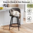 MASLIER BAR STOOLS SET OF 2, 360° SWIVEL BREATHABLE FABRIC - GRAY - Like New
