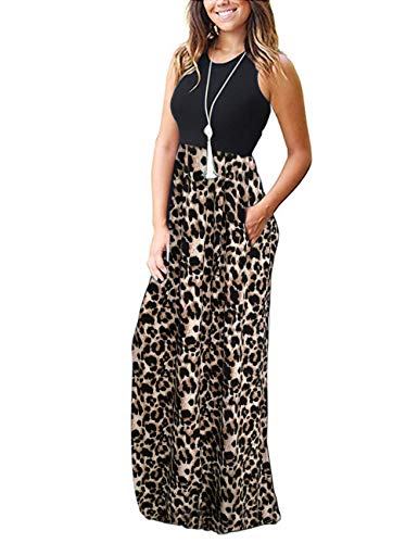 MOLERANI Women's Loose Plain Maxi Dresses Casual Long Dresses - Size XL Leopard - Brand New