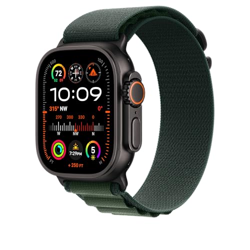 APPLE WATCH BAND - ALPINE LOOP (49MM) - DARK GREEN WITH BLACK TITANIUM - LARGE - Like New