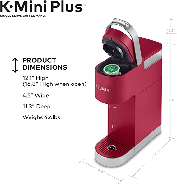 Keurig K-Mini Plus Coffee Maker Single Serve K-Cup Pod 6-12 oz 5000200240 - Red Like New