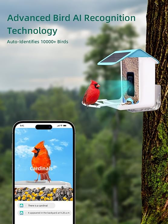 YBLOC Smart Bird Feeder Camera AI Recognition 2.4G WiFi Bird House BF002 - BLUE Like New