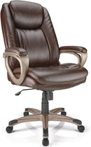 Realspace Treswell Bonded Leather Executive Chair 7377876 Brown/Champagne Like New