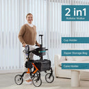 ELENKER 2 IN 1 10” ELENKER DELUXE MEDICAL ROLLATOR WALKER WALKING ORANGE - Like New