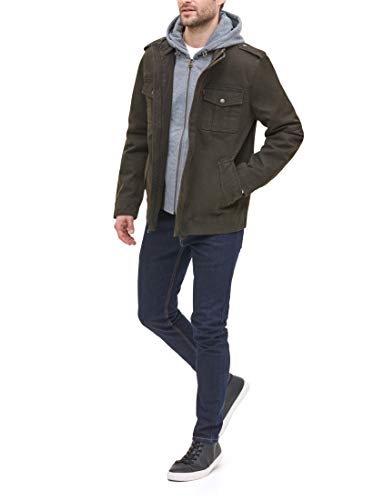 MEN'S LEVI'S® WASHED COTTON SHERPA-LINED JACKET SIZE: MEN M - DARK BROWN - Brand New