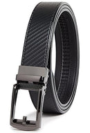 CARLO FELLINI GENUINE LEATHER RATCHET BELT ADJUSTABLE TRACK BELT - CARBON - Like New