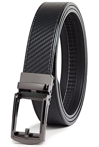 CARLO FELLINI GENUINE LEATHER RATCHET BELT ADJUSTABLE TRACK BELT - CARBON - Like New