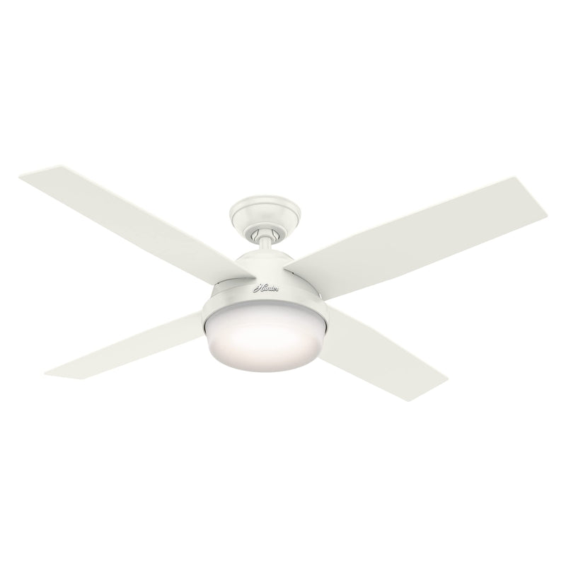 Hunter 52" Outdoor, Indoor Ceiling Fan with LED Light, 4 Blades, 59252 - White - Like New