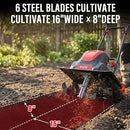 MZK 16" 13.5A Electric Tiller Cultivator,Foldable Rototiller, G-AC2502 - RED - Like New