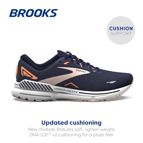 BROOKS WOMEN’S ADRENALINE GTS 23 SUPPORTIVE RUNNING SHOE PEACOAT/TANGERINE/PEACH - Like New