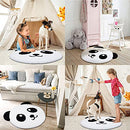 Decomall Panda Area Rug Round Nursery Kids Play Mat Animal Shape Shaggy Plush - Brand New