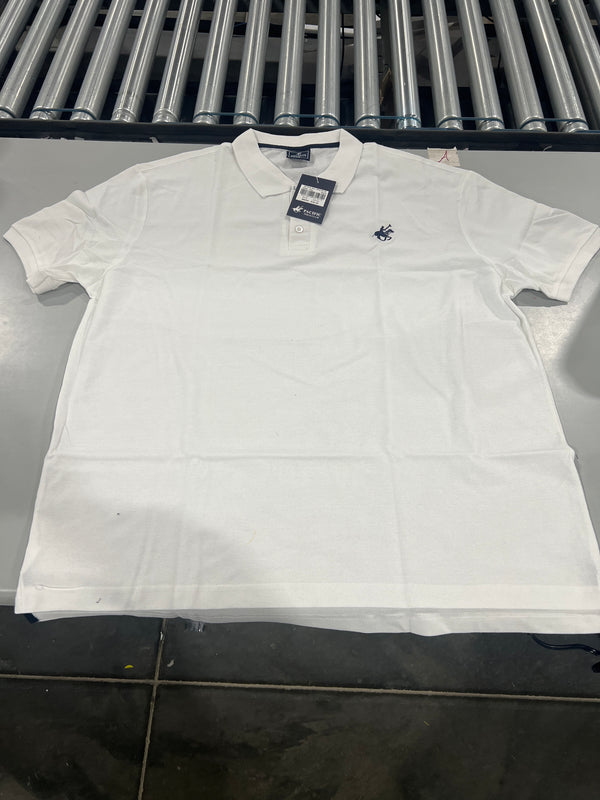PACIFIC POLO CLUB 3 BUTTON POLO SHIRT - SIZE: MEN 2XL - WHITE/BLACK - Like New