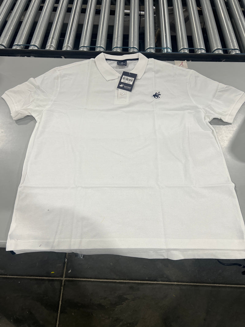PACIFIC POLO CLUB 3 BUTTON POLO SHIRT - SIZE: MEN 2XL - WHITE/BLACK - Like New