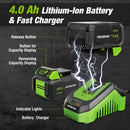 WORKPRO 20V LITHIUM SINGLE BAY BATTERY CHARGER WORKPRO 20V 4.0AH&2.0AH - GREEN - Like New