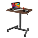 ANQWD 28" Height Adjustable Rolling Desk Mobile Standing Laptop (Walnut) - Brand New