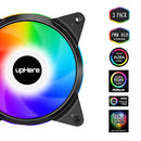 UPHERE 5V 3PC 120MM SILENT PWM INTELLIGENT CONTROL 5V ADDRESSABLE RGB FAN - Like New