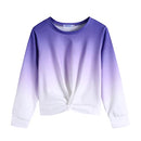 ARSHINER GIRLS CASUAL TWIST FRONT LONG SLEEVE CROP TOPS PULLOVER - SIZE 160 - Brand New