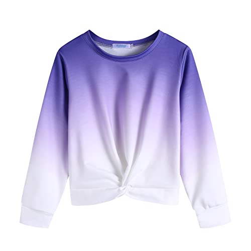 ARSHINER GIRLS CASUAL TWIST FRONT LONG SLEEVE CROP TOPS PULLOVER - SIZE 160 - Brand New