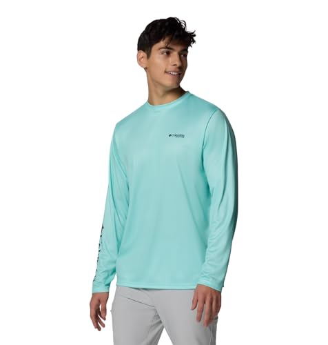 COLUMBIA MEN'S TERMINAL TACKLE PFG FINS & STRIPES LONG SLEEVE GULF/BLACK S - Brand New