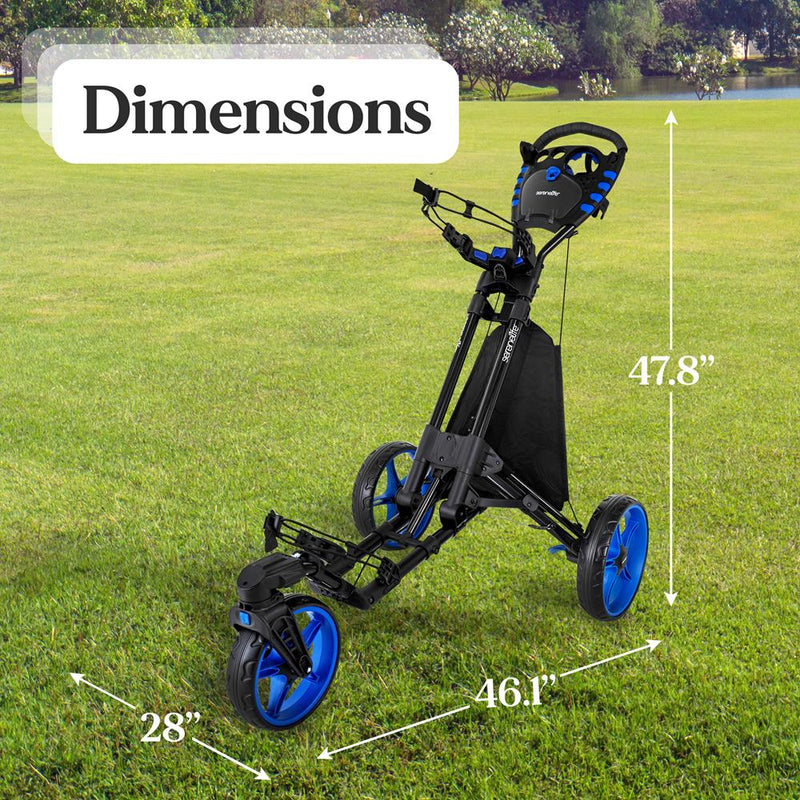 SERENELIFE FOLDABLE 3-WHEEL GOLF PUSH CART UPPER & LOWER BRACKETS - BLUE - Like New