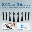 7AM2M Sonic Electric Toothbrush 8 Brush Heads 5 modes Fast Charge AM106 - Black Like New