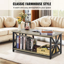 VEVOR 40" FARMHOUSE COFFEE TABLE RECTANGLE TABLE COMPARTMENT - GRAY/BLACK - Like New