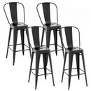 Giantex Metal Bar Stools Set of 4, 30" High Back Bar Height Chairs w/Footrest - Like New