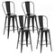 Giantex Metal Bar Stools Set of 4, 30" High Back Bar Height Chairs w/Footrest - Like New