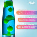 JAMBO 16" Beautiful Lamp- Blue with Yellow/Green Wax, Relaxing Liquid Light - Like New