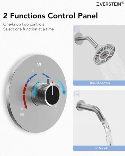 EVERSTEIN Digital Display Shower Faucet Set, Shower Tub Faucet - NICKEL - Like New