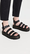 Dr. Martens Womens Blaire Fisherman Sandal - Black Hydro Leather - 8 US - Like New