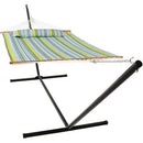 Sunnydaze Quilted Double Hammock with Stand for Outside - Scratch & Dent