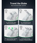 WOLLZZ 75W UNIVERSAL TRAVEL ADAPTER WITH 5 PORTS AND RETRACTABLE CABLE - WHITE - Brand New