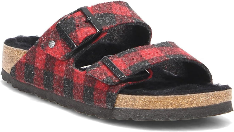 Birkenstock Arizona Shearling - Plaid Red - SIZE 7 WOMEN - PLAID RED Like New