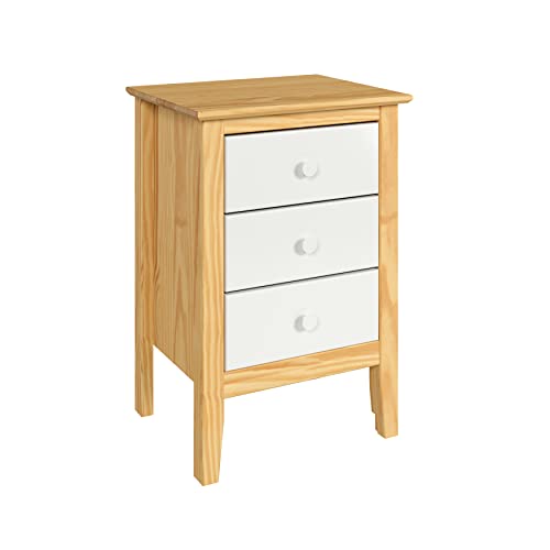 ADEPT JELA EASY PIECES SOLID WOOD 3 DRAWER END TABLE NATURAL W/WHITE FRONT - Brand New