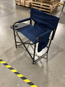 GENERIC TRAPPER'S PEAK FOLDING DIRECTORS CAMPING CHAIR WITH SIDE TABLE - BLUE - Like New