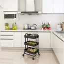 MIOCASA 3-Tier Metal Utility Rolling Cart, Heavy Duty Multifunction B08NT9RDKH - Brand New
