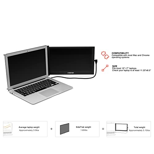 SIDETRAK SLIDE MONITOR 12.5" FHD IPS ATTACHABLE SCREEN ST12BL - BLACK - Brand New